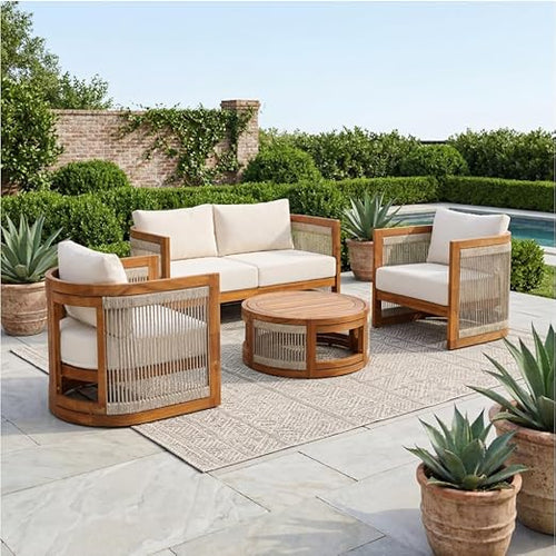 🌿☀️ Outdoor Cozy Patio Sectional Set 🛋️✨